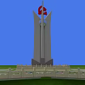Star Shaped Base Monument Structure With Central Tower And Red Star Decoration 3d model