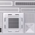 Modern Interior Air Conditioning Vents With Various Grille And Shape Designs 3d model