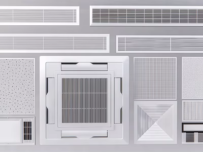Modern Interior Air Conditioning Vents With Various Grille And Shape Designs 3d model