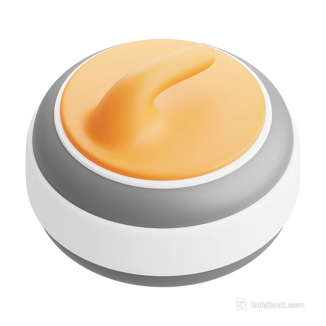 Professional Curling Stone Sports Equipment With Curved Handle Orange Gray White Design 3d model 