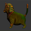 Egyptian Style Cat Sculpture With Colorful Headdress Collar And Tail Decoration