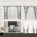 Modern Various Style Curtains With Sheer And Solid Fabric Tied Design For Home Windows 3d model