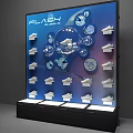 Flash Sneakers Retail Display With Multiple Shoe Models And Brand Logo 3d model