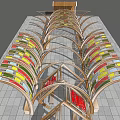 Elegant Modern Pergola With Colorful Stained Glass And Curved Arched Design