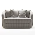 Elegant Modern Gray Striped Single Sofa With Soft Pillows Armrests And Cozy Design