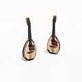 Two Traditional Handcrafted Wooden Lutes Showcasing Classic Design and Intricate Details