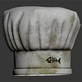 White Chef Hat With Pleated Top And Fish Skeleton Logo On Brim 3d model