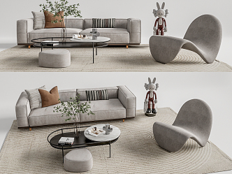 Modern sofa coffee table combination 3d model