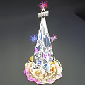 Illuminated Decorative Tower Model With Colorful Fireworks Ornate Base And Geometric Patterns 3d model
