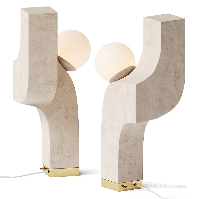 Modern Sculptural Floor Lamps With Spherical Shades And Gold Bases 3d model 