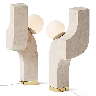 Modern Sculptural Floor Lamps With Spherical Shades And Gold Bases 3d model