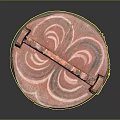 Traditional Red Brown Wooden Bucket With Lid Handle And Decorative Patterns