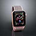 Stylish Smartwatch With Rose Gold Mesh Strap Square Dial Color Display And Time Indicators
