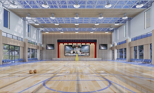 Indoor basketball court Modern basketball court 3d model