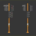 Orange Traffic Light Poles With Multiple Signal Units And Reflective Bases