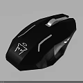 Black Gaming Mouse With Carbon Fiber Texture And Illuminated White Logo