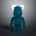 Blue Cartoon Bear Figure With White Ears And Simple Structure On Gray Background