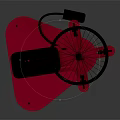 Bicycle Wheel Maintenance Hardware Tool With Red Stand And Black Mechanical Structure 3d model