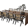 Modern Dining Table and Chair Combination Dining Chair Single Chair 3d model