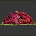 Fresh Colorful Pink Fruit Salad Served On Green Lettuce Leaves