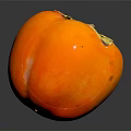 Fresh Ripe Persimmon With Orange Color And Green Brown Leaves On Black Background With Reflection