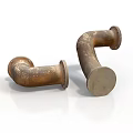 Rusty Metal Elbow Pipe Fittings With Flanged Ends On White Background