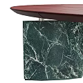 Round Red Dining Table With Green Marble Square Legs For Modern Home 3d model