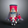 Cartoon Rabbit Character In Military Uniform With Red Tall Hat Golden Decorations And Blue Cape