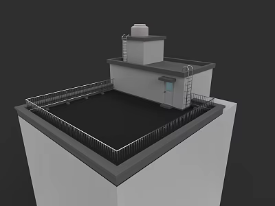 Modern School Building Roof Structure With Railing Ladder And Open Platform 3d model