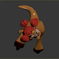 Orange Cartoon Character With Red Hat Green Eyes In Dynamic Jumping Pose