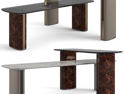 Elegant Modern Coffee Table With Sleek Marble Top And Wooden Carved Legs 3d model