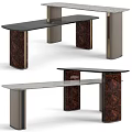 Elegant Modern Coffee Table With Sleek Marble Top And Wooden Carved Legs