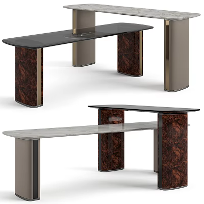 Elegant Modern Coffee Table With Sleek Marble Top And Wooden Carved Legs 3d model