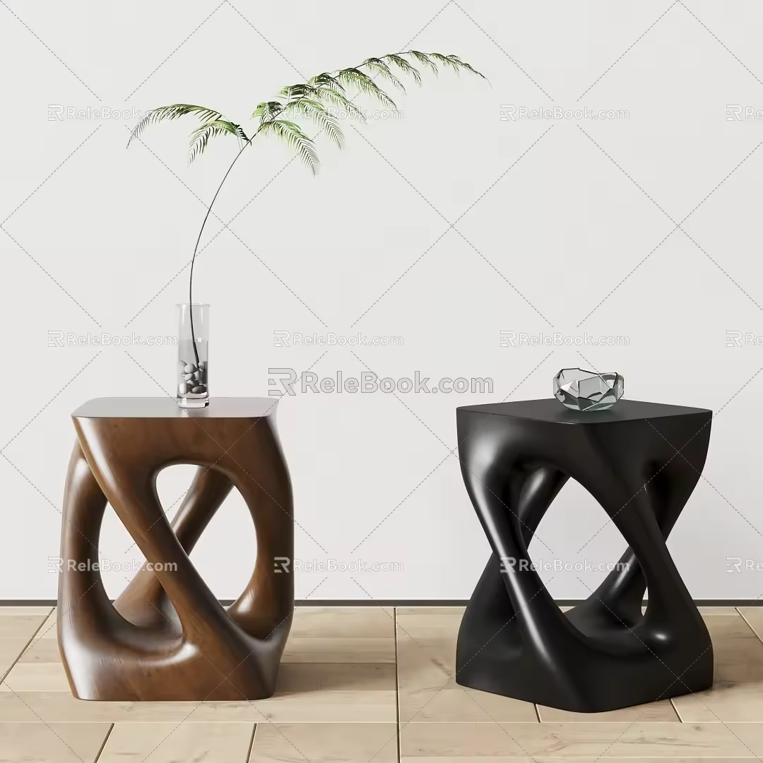 Bonaldo Side Table Solid Wood Side Table Small Coffee Table Vase 3d model
