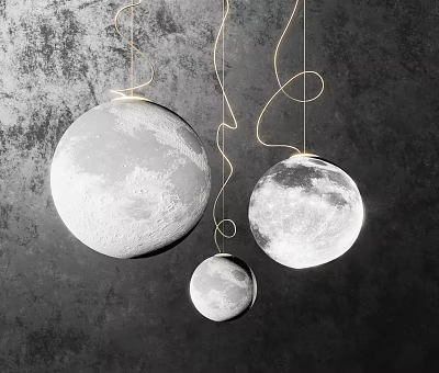 Modern chandelier moon ground lamp ball lamp 3d model