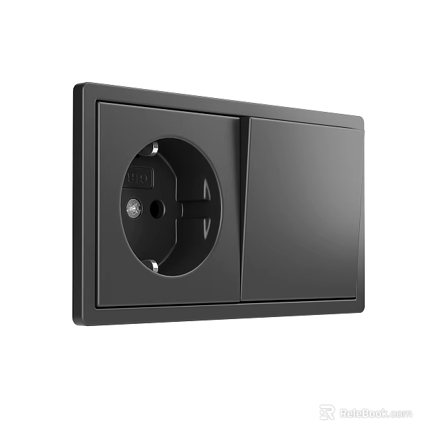 Contemporary Black Switch Panel Featuring Integrated Socket And Minimalist Design 3d model 