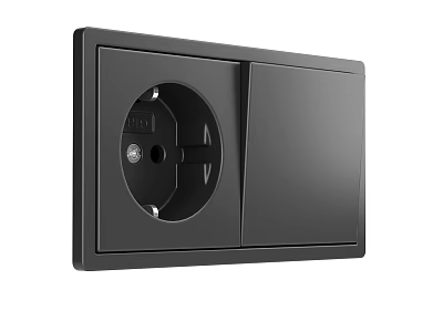 Contemporary Black Switch Panel Featuring Integrated Socket And Minimalist Design 3d model