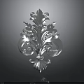 Reflective Silver Decorative Object With Plant Inspired Curled Leaves And Flower Patterns