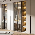 Modern Wardrobe With Glass Doors Cabinets And Hanging Clothes Interior Design