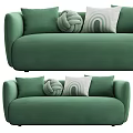 Modern Green Upholstered Multi Seat Sofa With Decorative Knit And Patterned Pillows 3d model