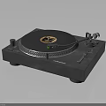 Modern Black Turntable With Vinyl Record On Platter Tonearm And Control Knobs 3d model