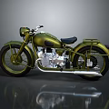 Vintage Green Motorcycle Classic Design with Black Seat Chrome Details and Reflective Surface