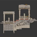 Ancient Classical Architectural Model Structure With Tall Columns Ornate Steps And Decorative Ruins