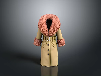 fur collar coat clothing 3d model