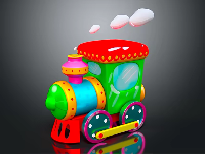 Colorful Electric Toy Train With Red Green Blue Design For Kids Playful Fun 3d model