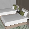 Hotel Room Bed Single Bed Standard Room Fabric Single Bed Hotel Bed Hotel Carpet 3d model