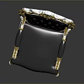Luxury Black Leather Chair With Gold Ornate Accents And Button Tufted Back Design