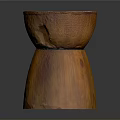 Handcrafted Wooden Stool With Round Top And Natural Wood Grain Texture