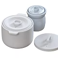 White Ceramic Kitchen Cookware Set with Lids for Stewing and Cooking Pots 3d model