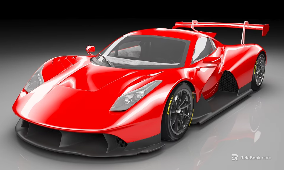 Red Aerodynamic High Performance Sports Car With Sleek Design And Rear Wing 3d model 